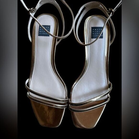 White House Black market Fabulous, strappy BRONZE leather sandal EUC 7M - Picture 4 of 13